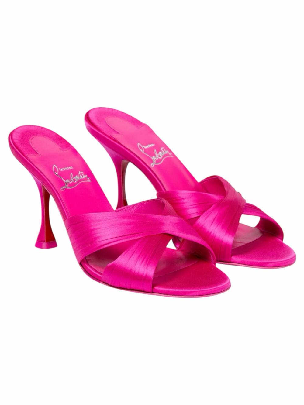 Christian Louboutin Nicol is Back 85 Crepe Satin Mule Sandal Pink Size 40